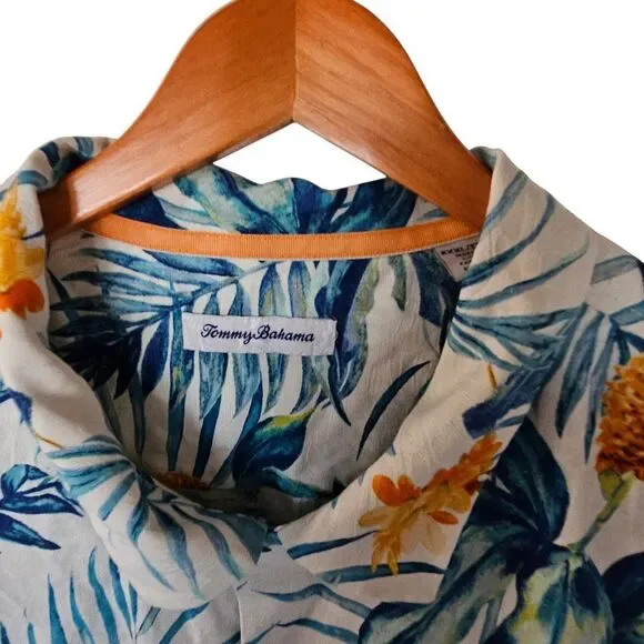 Tommy Bahama Mens 100% Silk 3XL Plus Tropical Print Hawaiian Shirt Orange Palm - Picture 5 of 11